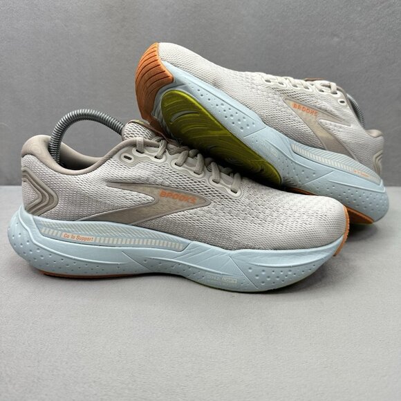 Womens Size 9.5 (B) Brooks Glycerin GTS 21 Coconut / Aqua Athletic Running Shoes - Picture 5 of 8
